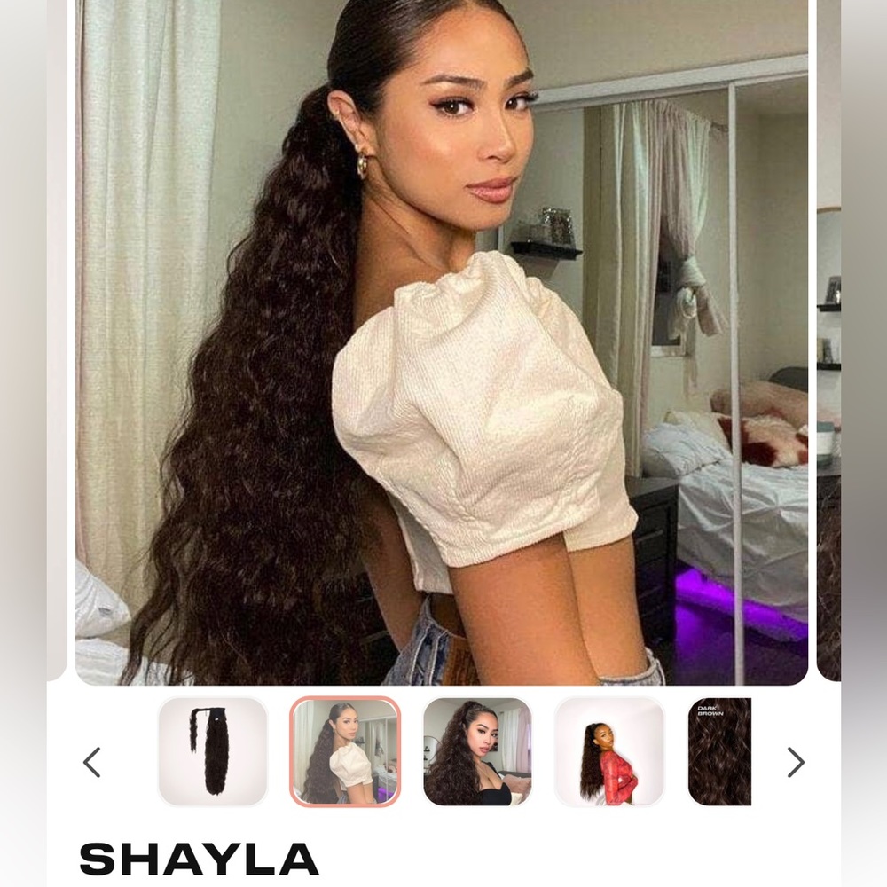 Insert Name Here INH Ponytail. Color is Shayla dark brown.